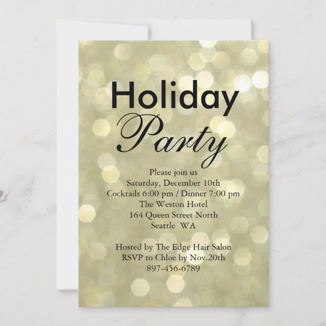 Gold Lights Holiday Corporate Invitation (Front)