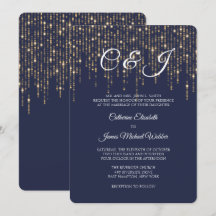 Gold Lights, Midnight Blue, Elegant Wedding