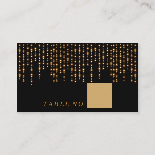 Gold Lights on Black Place Cards (Front)