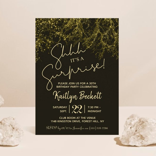 Gold Lights Surprise Birthday Party Invitation (Creator Uploaded)