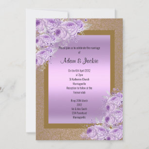 Gold Lilac Purple Elegant Wedding Engagement Invitation