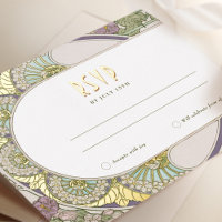 Gold Lilac RSVP Insert Vintage Art Nouveau Mucha