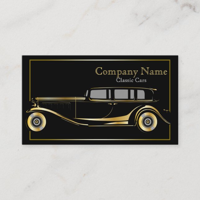 Gold Limo Classic Cars Business Card (Front)