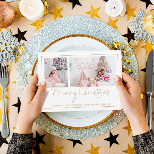Gold Line 2 Photo Script Merry Christmas Card