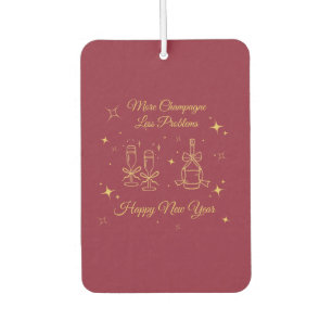 Gold Line Art New Year Design Car Air Freshener