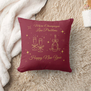 Gold Line Art New Year Design Cushion