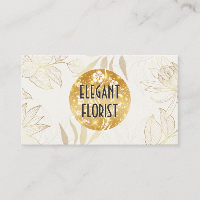 Gold Line Artwork Pattern | Floral Pattern Business Card (Front)