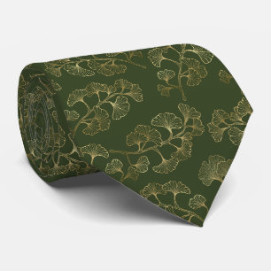 Gold Line Botanical Pattern Tie