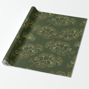 Gold Line Botanical Pattern Wrapping Paper