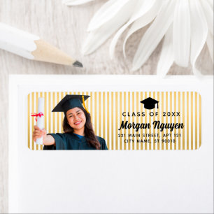 Gold Line Custom Photo Graduation Return Address