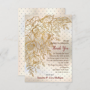 Gold line-drawing rose on a cream texture pattern RSVP card