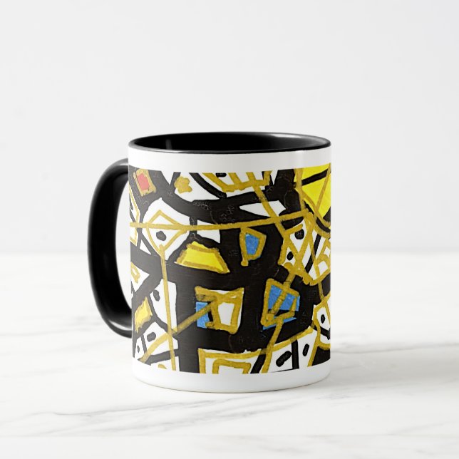 GOLD Line – Elegant Minimal Abstract Mug (Front Left)