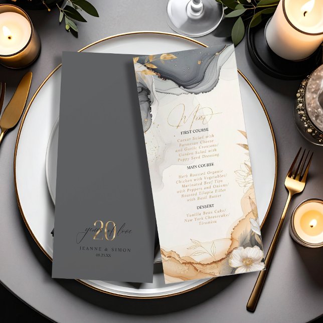 Gold Line Floral 20th Anniversary Menu ID1169 (Creator Uploaded)
