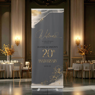 Gold Line Floral 20th Anniversary Welcome ID1169 Retractable Banner