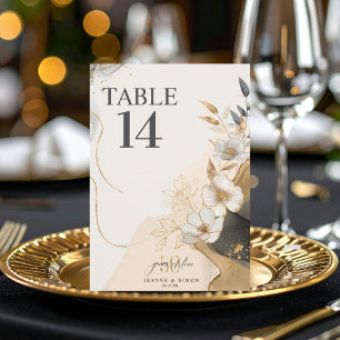 Gold Line Floral 50th Anniversary Table Num ID1169 Invitation