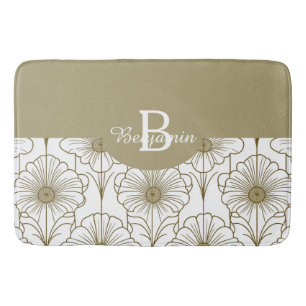Gold Line Floral Pattern Bath Mat