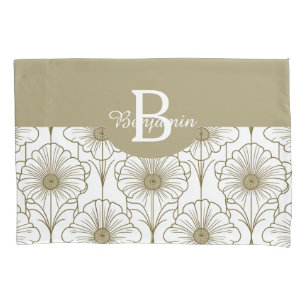 Gold Line Floral Pattern Pillowcase