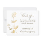 Gold Line Floral Sympathy Thank You Postcard