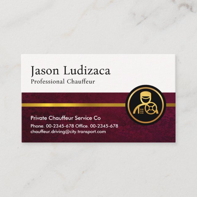 Gold Line Red Grunge Driving Business Card (Front)