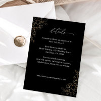 Gold Lined Floral Details - Black