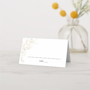 Gold Lined Floral Gold Place Card