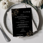 Gold Lined Floral Menu - Black Invitation<br><div class="desc">Get your guests excited to see what food choices you have with your beautiful Gold Lined Floral on Black Menu.</div>