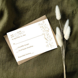 Gold Lined Floral no Meal RSVP 2 Card