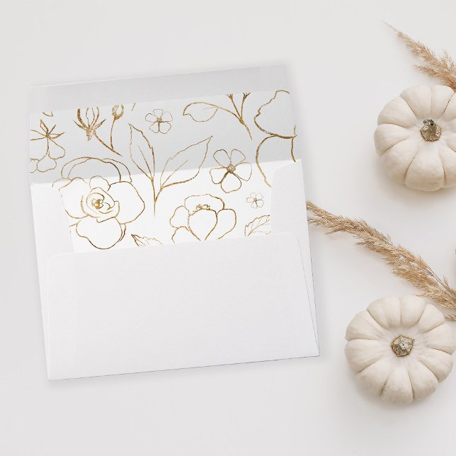Gold Lined Floral on White Envelope 2 (Creator Uploaded)