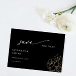 Gold Lined Floral Save the Date - Black<br><div class="desc">Simple and Chic this Black Save the Date featuring Gold Lined hand drawn florals is stunning. There's no need to worry about matching colours, this save the date goes with just about any theme or colour palette. Fall Wedding, Summer, spring, or winter seasons too. Custom quality without the custom price,...</div>