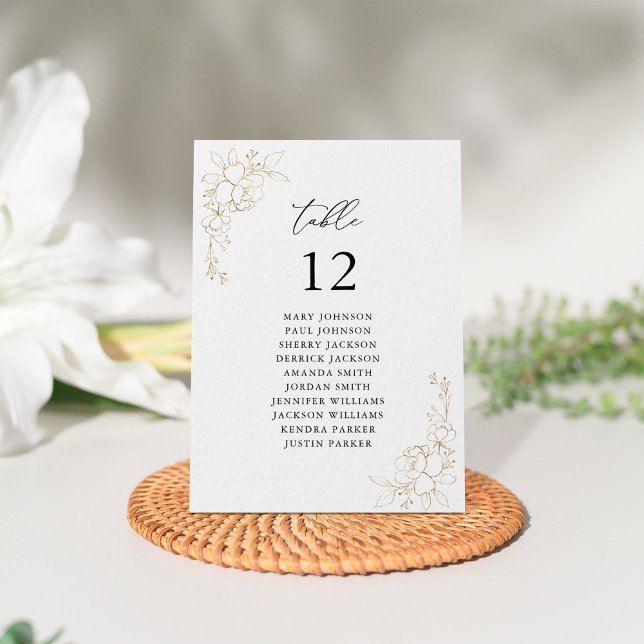 Gold Lined Floral Table Number Seating Chart (Creator Uploaded)