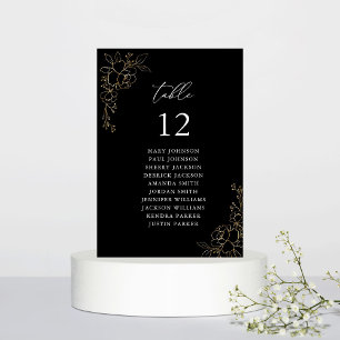 Gold Lined Floral Table Number Seating Chart - BLA