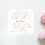 Gold Lined Floral Thank You Square Sticker<br><div class="desc">Decorate your envelopes or other items with your name & modern Gold Lined Floral Floral Square Stickers. Optional thank you text.</div>
