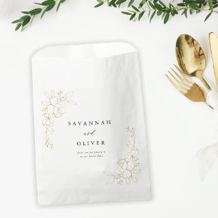 Gold Lined Floral Wedding Favour Bags