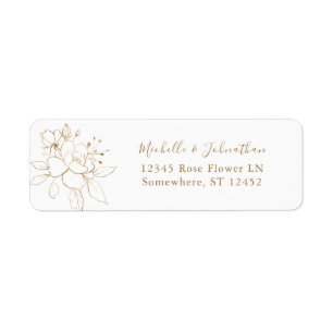Gold Lined Floral White & Gold Return Address