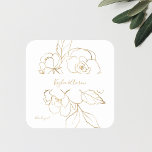 Gold Lined Floral White & Gold Thank You Square Sticker<br><div class="desc">Decorate your envelopes or other items with your name & modern Gold Lined Floral White & Gold Square Stickers. Optional thank you text.</div>