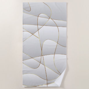 Gold Lines Beach Towel