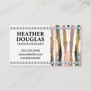 Gold Lines   Brush Strokes   Diamonds Business Card