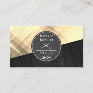 Gold Lines Dark Wood Colour Block Business Card