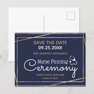 Gold Lines Nurse Pinning Ceremony Save the Date Postcard
