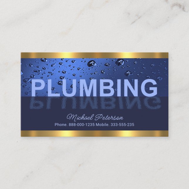Gold Lines Water Drop Reflection Business Card (Front)