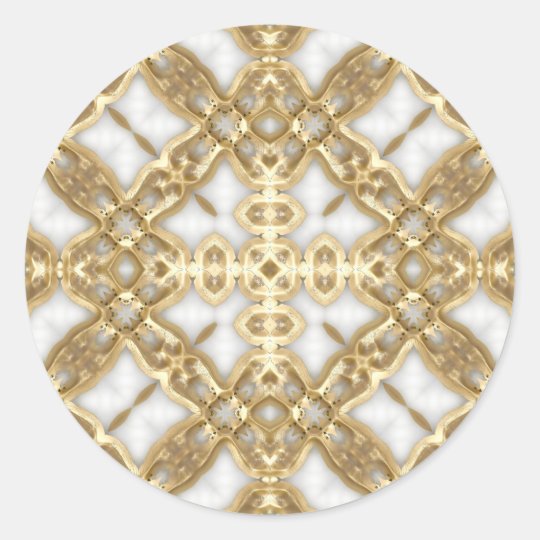 Gold Link Cross Classic Round Sticker