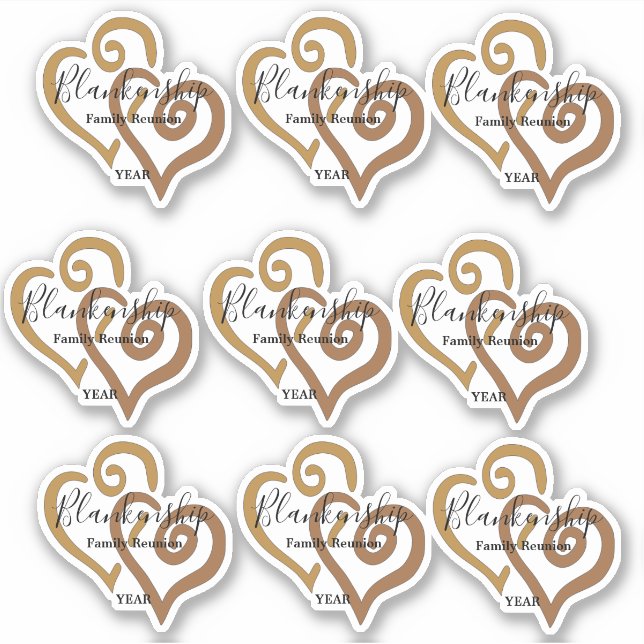 Gold Linked Heart Art Family Reunion Template (Front)