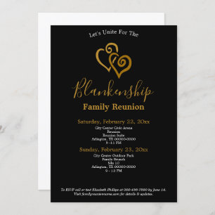Gold Linked Heart Family Reunion Two Day Event Invitation