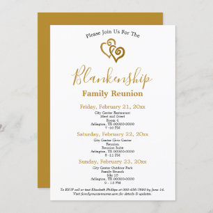 Gold Linked Hearts Family Reunion Template