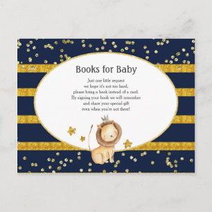 Gold Lion Navy Blue Baby Shower Books for Baby  Postcard