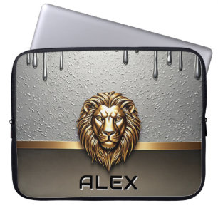 Gold Lion Relief With Metallic Texture 🦁 Laptop Sleeve