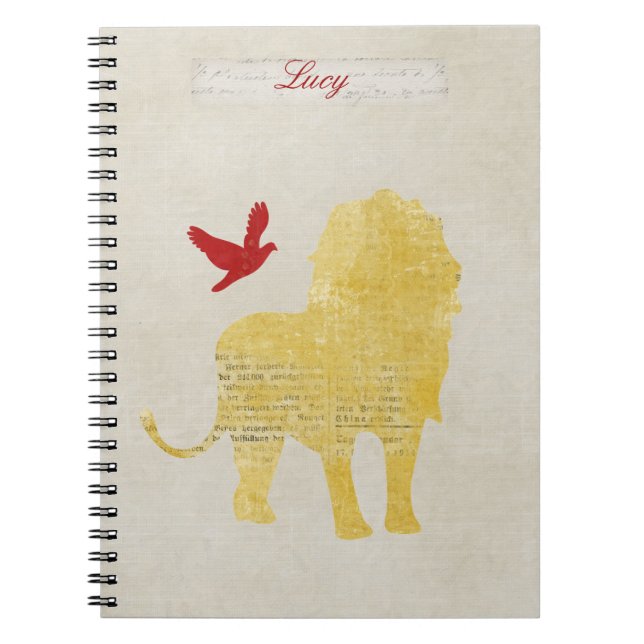 Gold Lion Silhouette Personalised Notebook (Front)