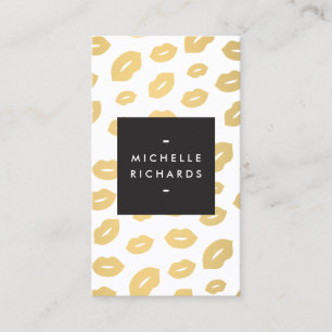 Gold Lip Print Makeup Artist Beauty White Business Card