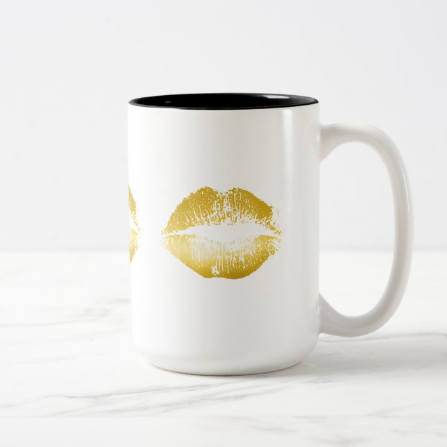 Gold Lips #2 Two-Tone Coffee Mug (Right)