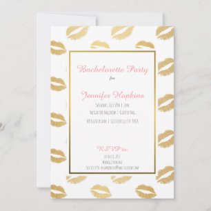 Gold Lips Bachelorette Party Invitations